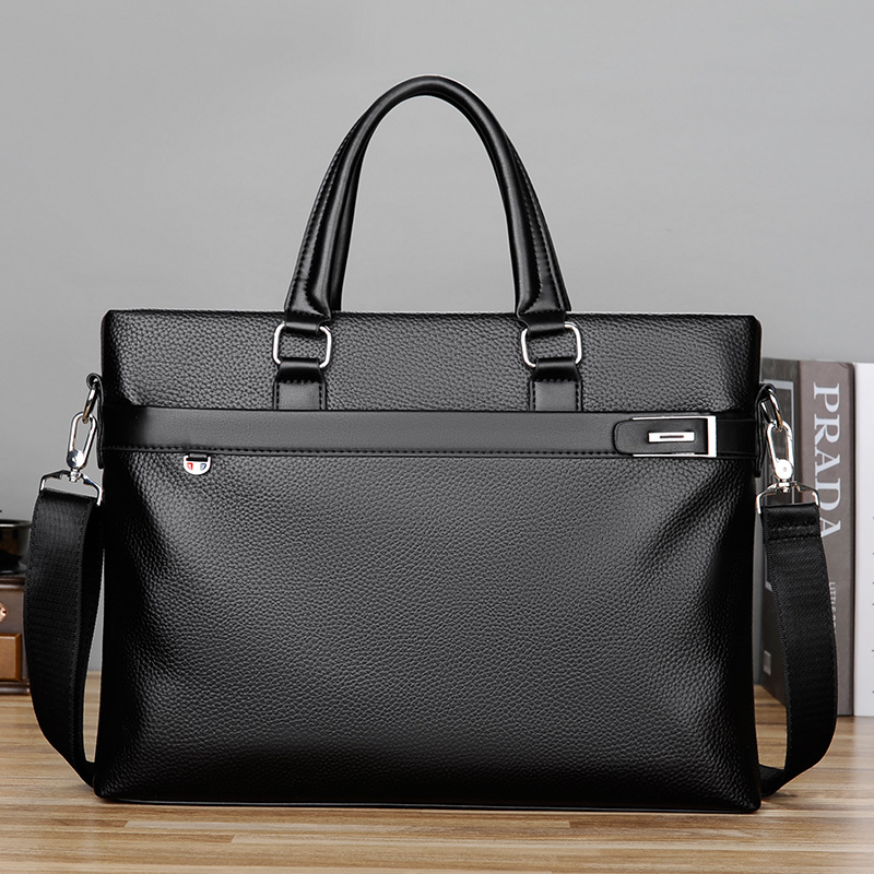 Men's Solid Color Pu Leather Briefcase