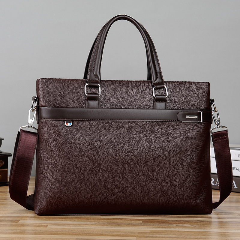 Men's Solid Color Pu Leather Briefcase