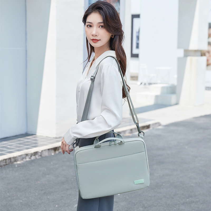 Unisex Solid Color Waterproof Nylon Briefcase
