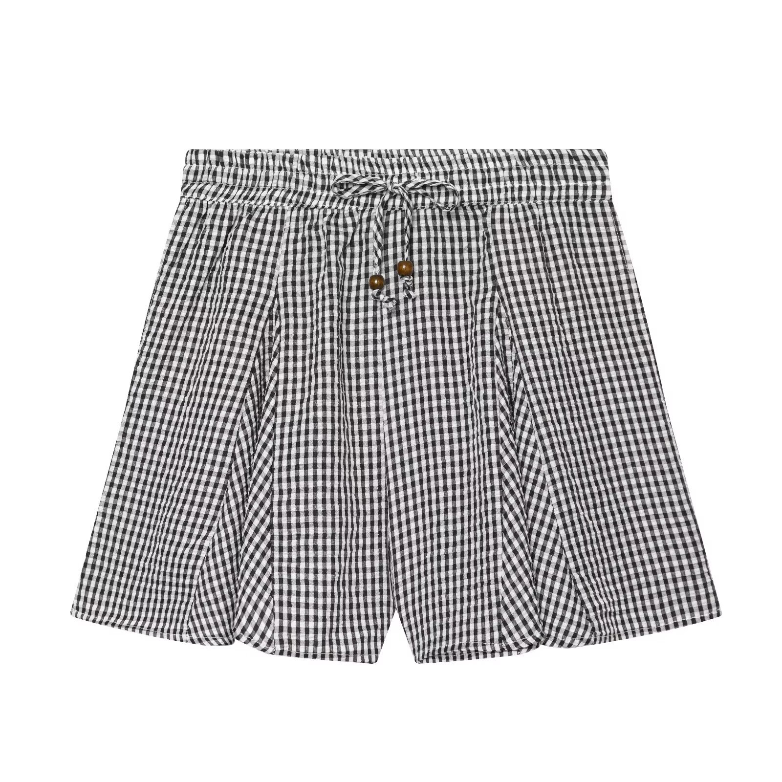 Plaid Loose Fit Women's Shorts With Mid Waist