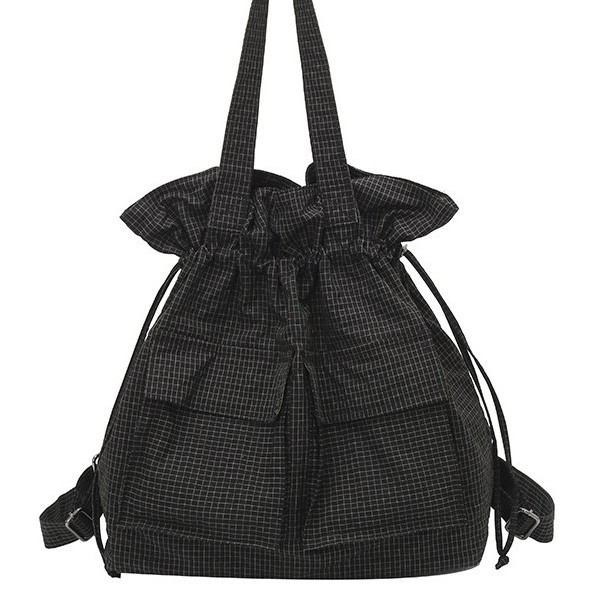 Plaid Square Nylon Shoulder Bag For Women