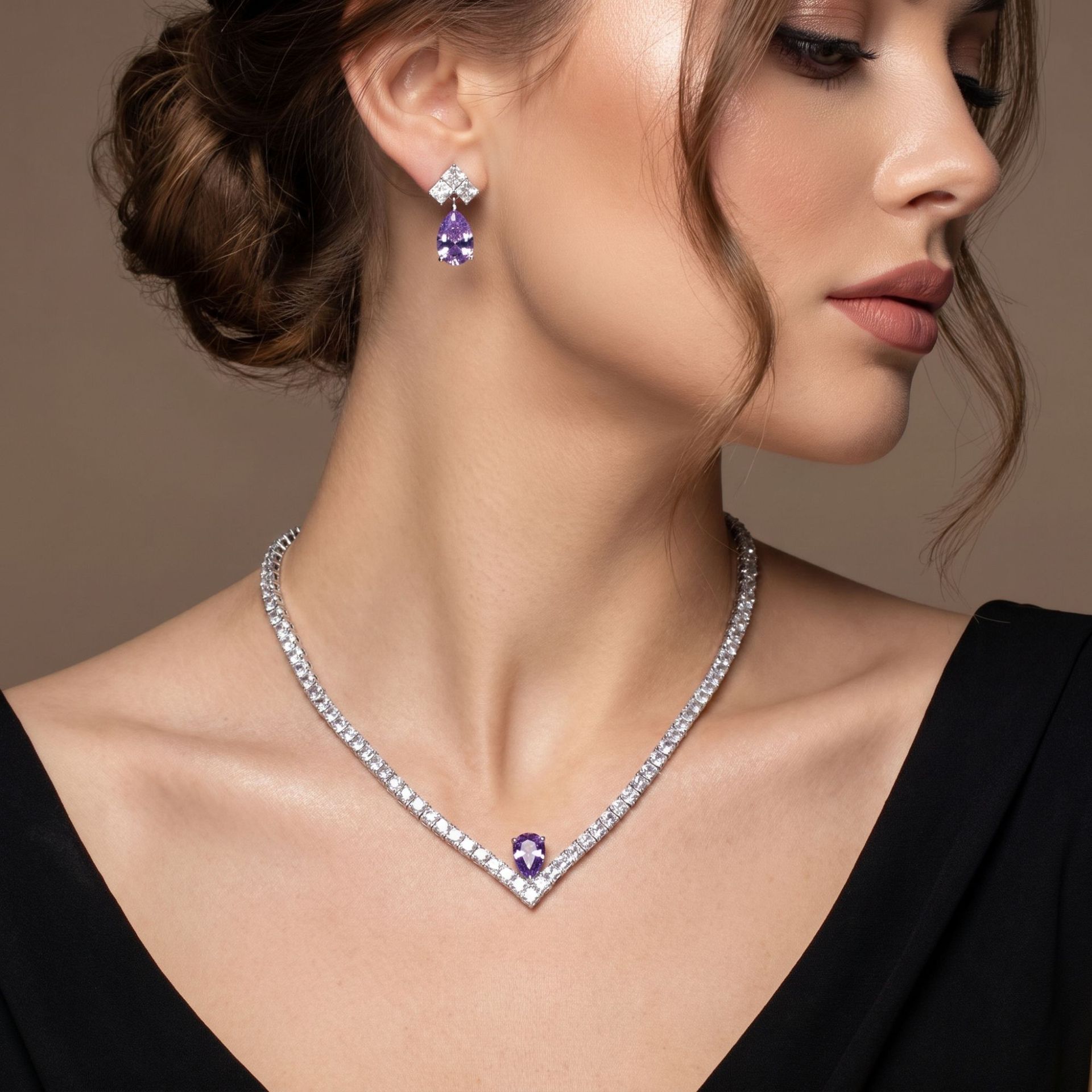 Purple V Shape Choker Necklace