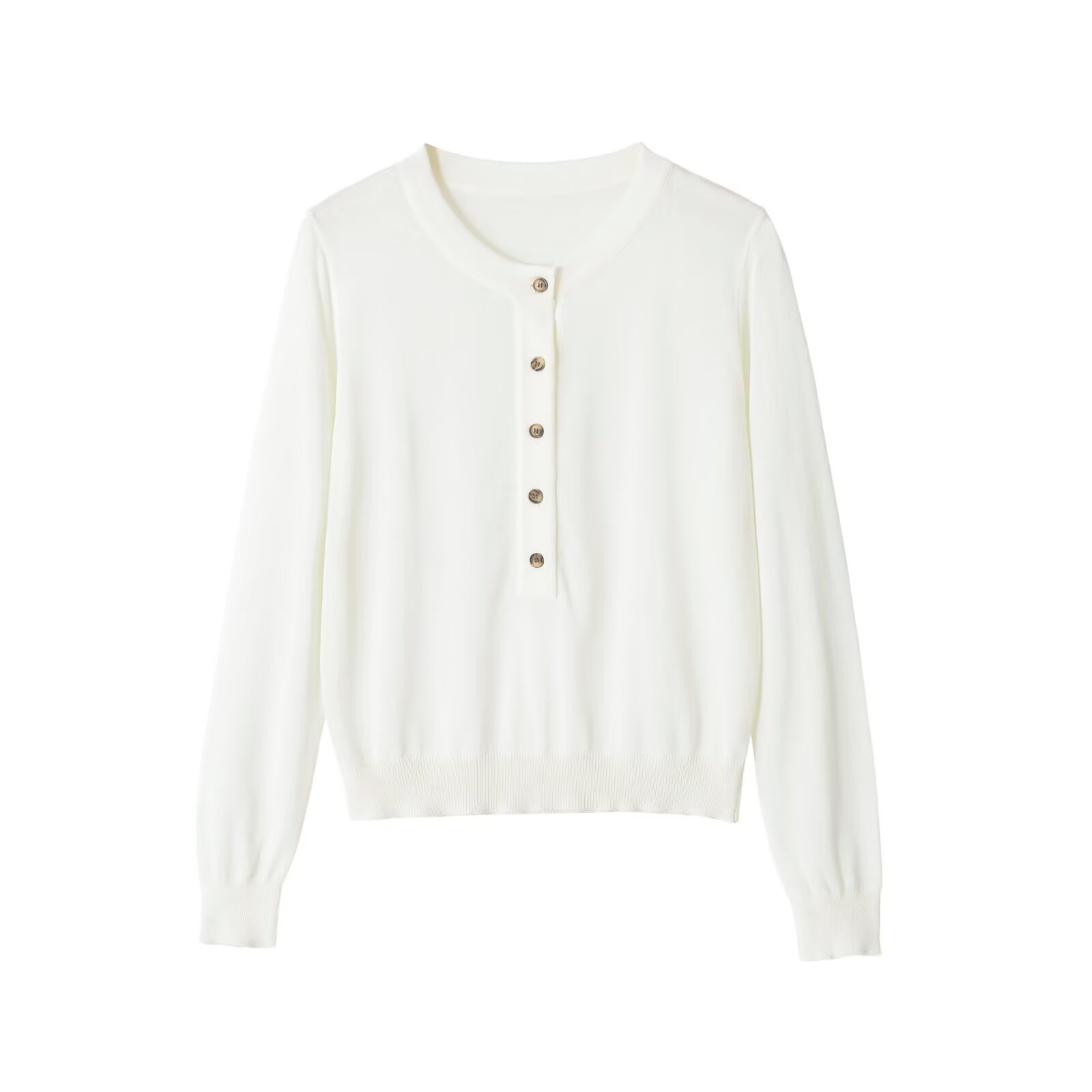 Solid Color Casual Long Sleeve Knitwear Top