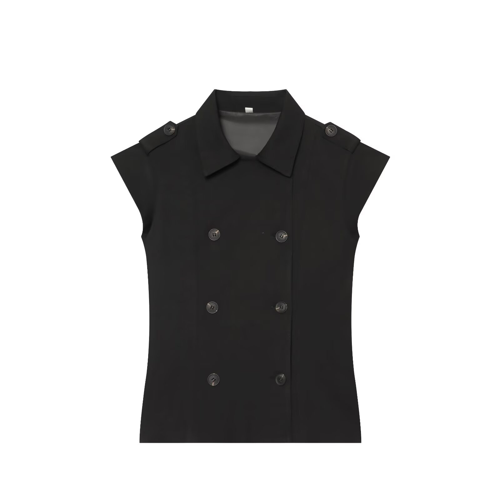 Vintage Style Solid Color Short Sleeve Polyester Vest For Women