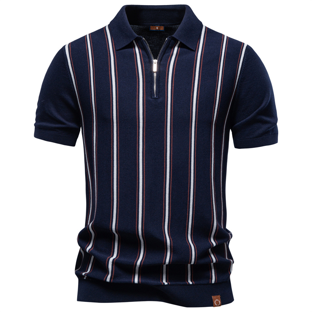 Business Stripe Short Sleeve Rayon