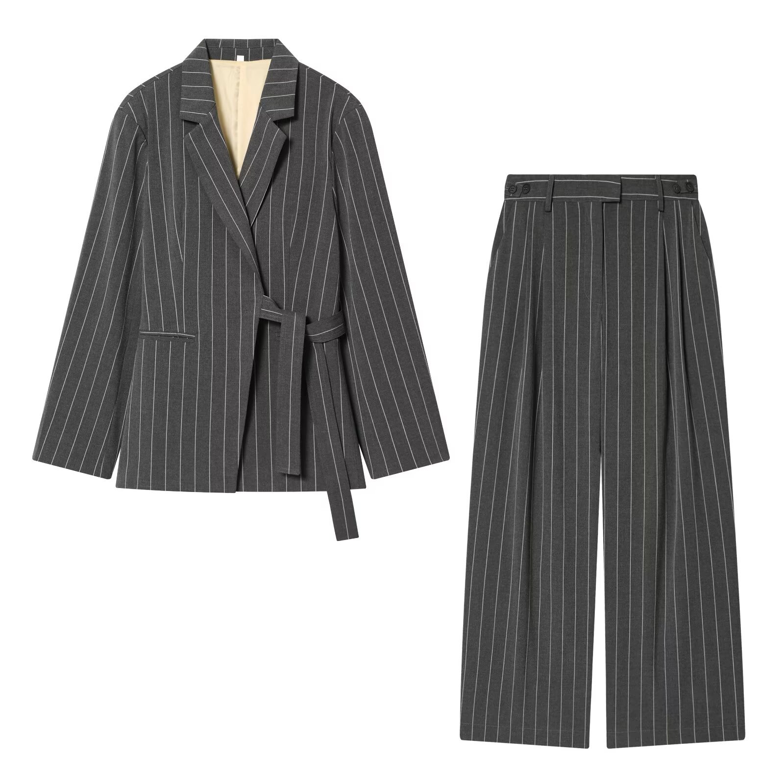 Stripe Straight Pants Pant Co-ord Set In Chemical Fiber Blending For Casual Streetwear