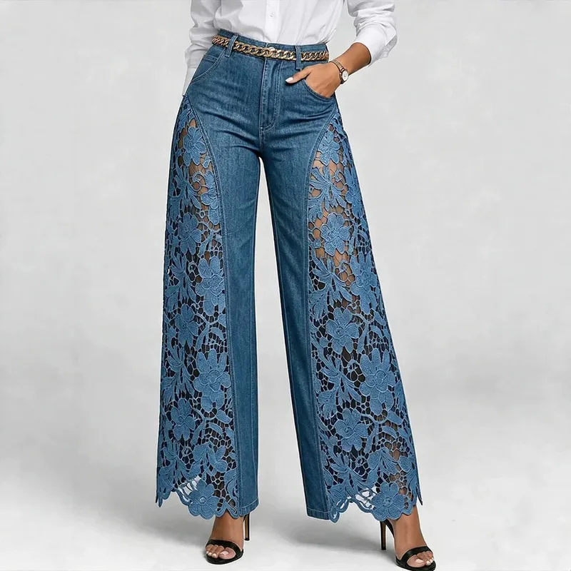 Full Length Denim Cotton Pants For Women