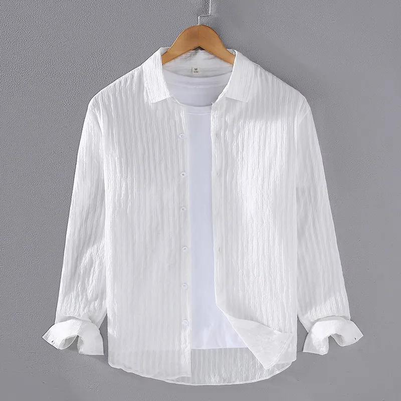 Stripe Long Sleeve Men's Shirt In Simple Style
