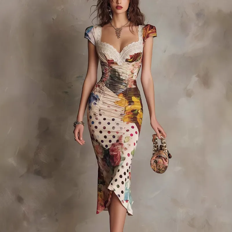 Vintage Style Landscape Party Dress