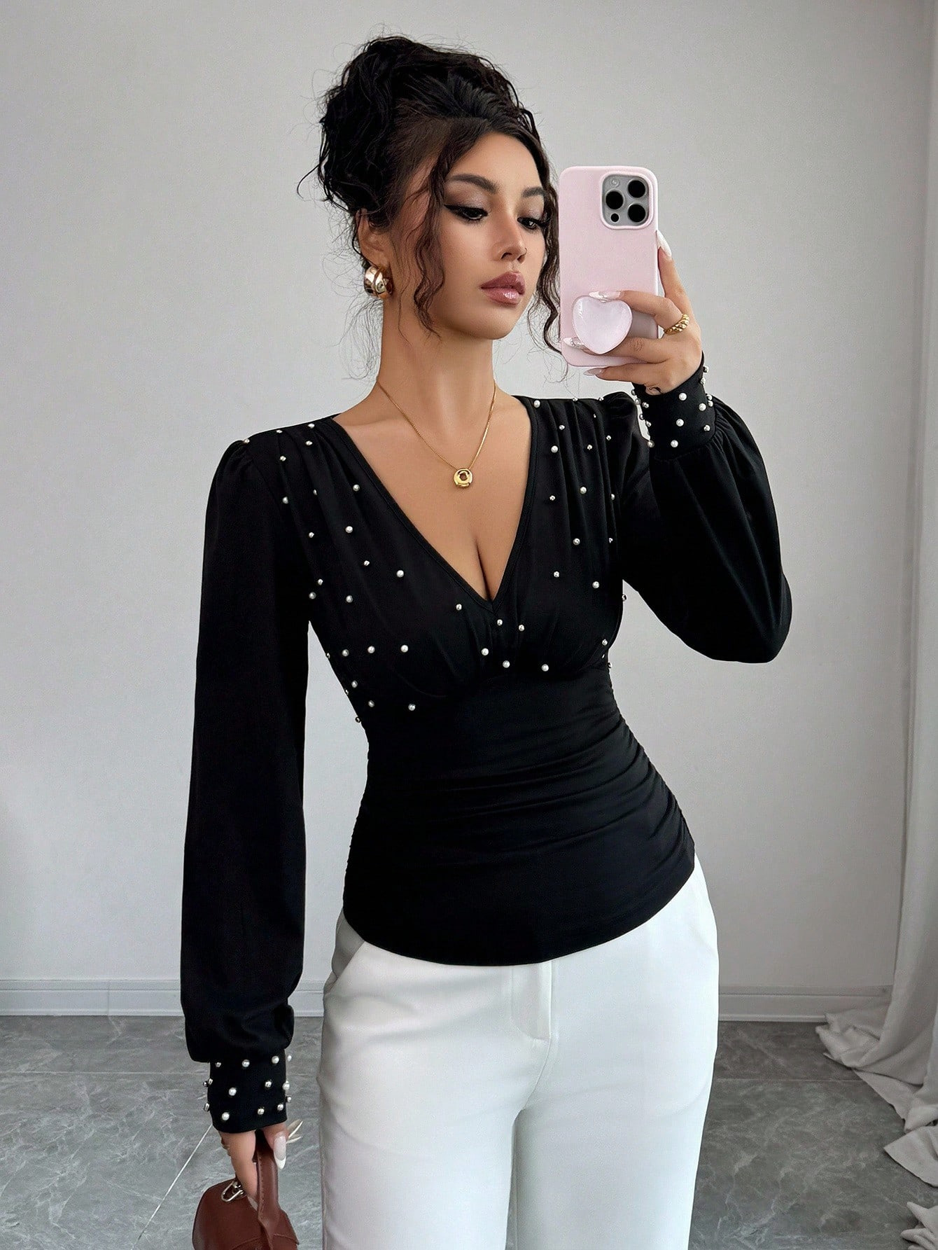 Casava  Handmade Embroidery Slim Fit T-Shirt
